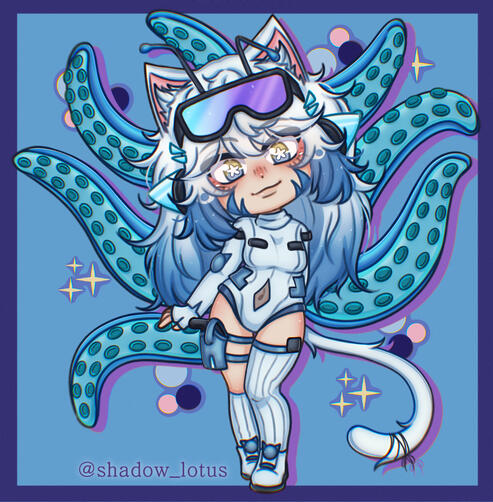 Alien Catgirl OC Chibi Art for clovves on Discord
